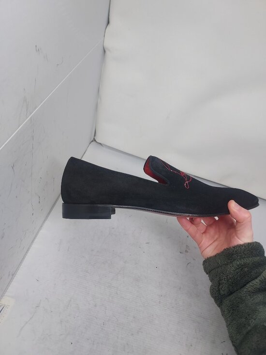CHRISTIAN LOUBOUTIN Black Dandelion Strass Suede Logo Loafer main image 7